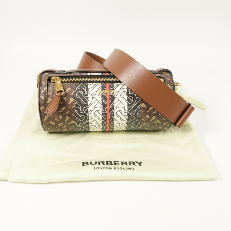 BURBERRY 塗層帆布Mongram Stripe金扣手挽肩背兩用袋-7