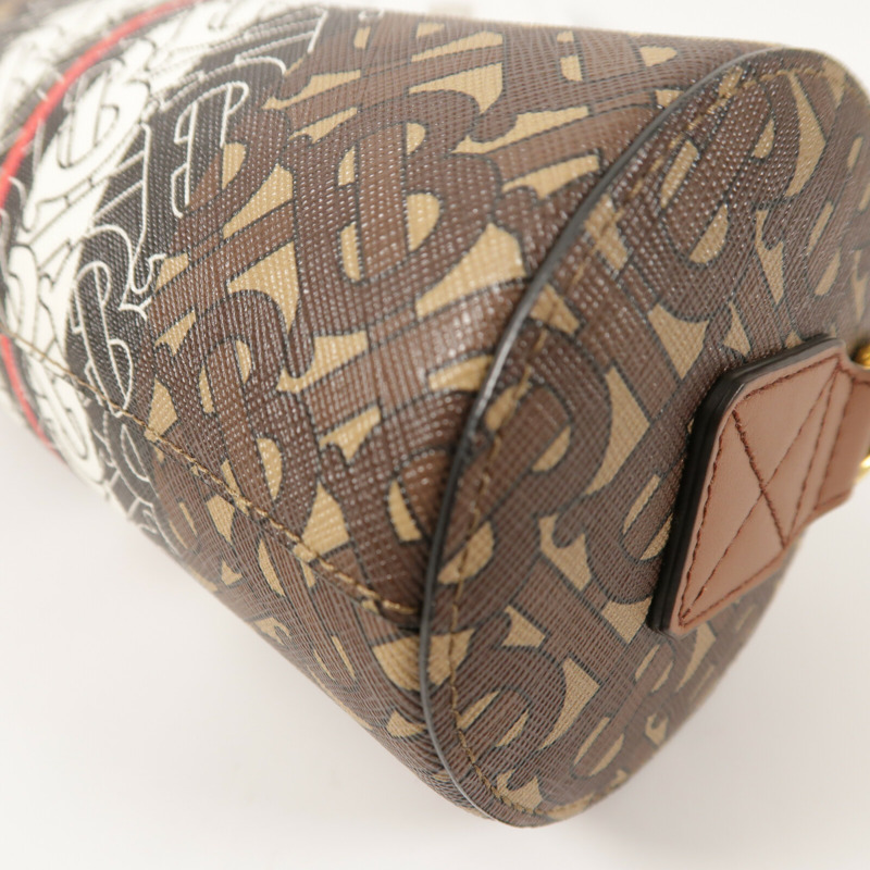 BURBERRY 塗層帆布Mongram Stripe金扣手挽肩背兩用袋-9