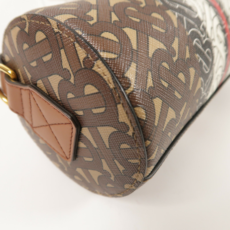 BURBERRY 塗層帆布Mongram Stripe金扣手挽肩背兩用袋-10