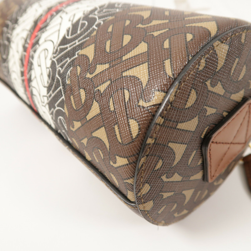 BURBERRY 塗層帆布Mongram Stripe金扣手挽肩背兩用袋-11