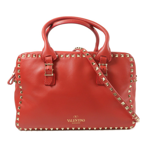 Valentino 牛皮皮革Boston Bag銀扣手挽肩背兩用袋