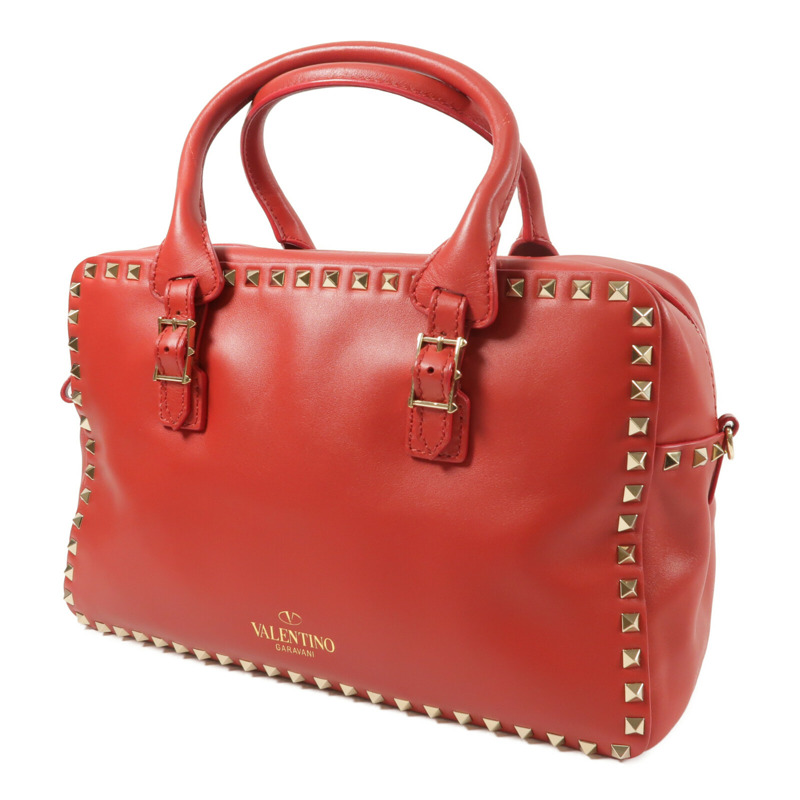 Valentino 牛皮皮革Boston Bag銀扣手挽肩背兩用袋-1