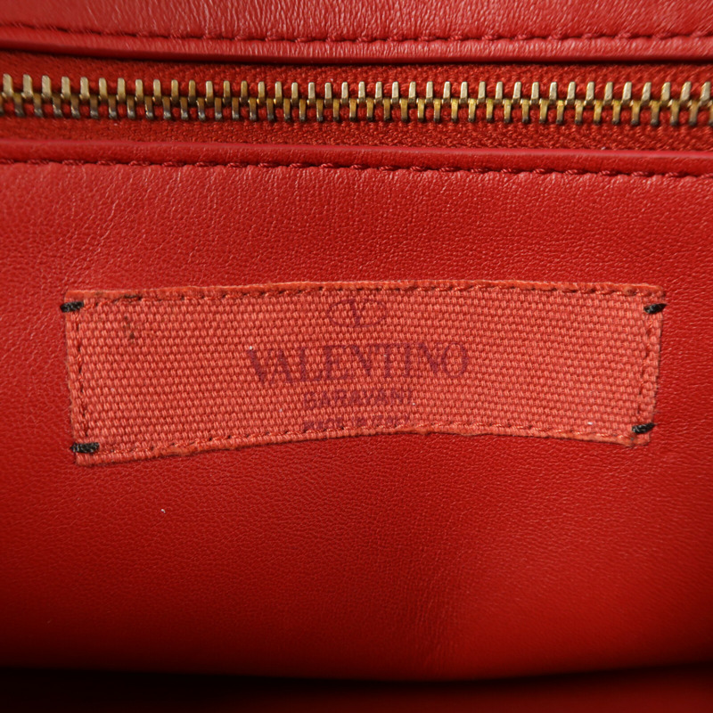 Valentino 牛皮皮革Boston Bag銀扣手挽肩背兩用袋-5