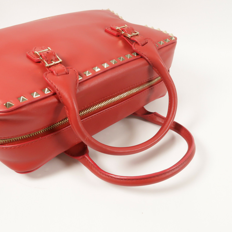 Valentino 牛皮皮革Boston Bag銀扣手挽肩背兩用袋-7