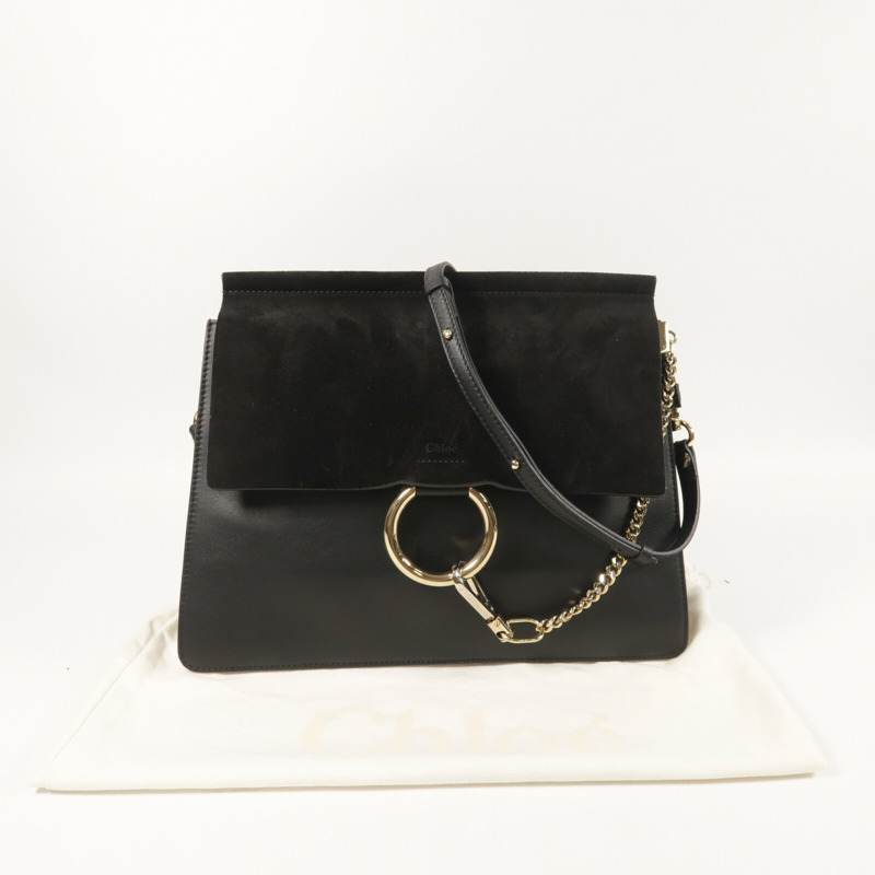 Chloe 麂皮/牛皮皮革Faye金扣手挽肩背兩用袋-9