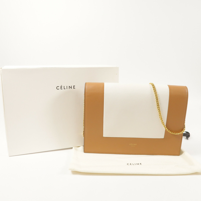 CELINE 牛皮皮革Frame Wallet On Chain金扣鏈帶肩背袋-8