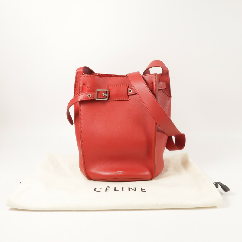 CELINE 牛皮皮革Big Bag Bucket銀扣肩背袋-7