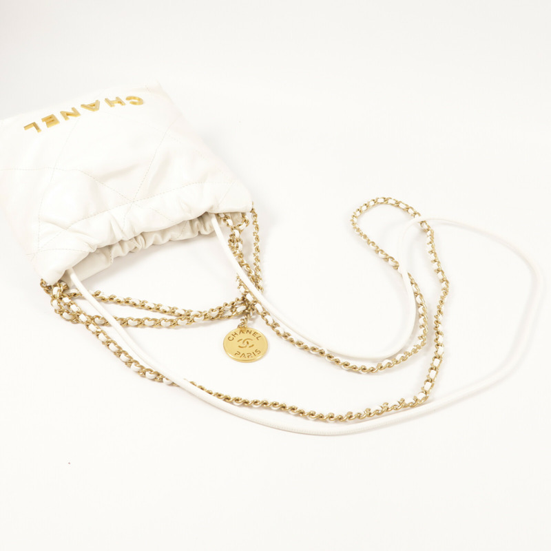 CHANEL 羊皮皮革C22 Mini金扣手挽肩背兩用袋-9