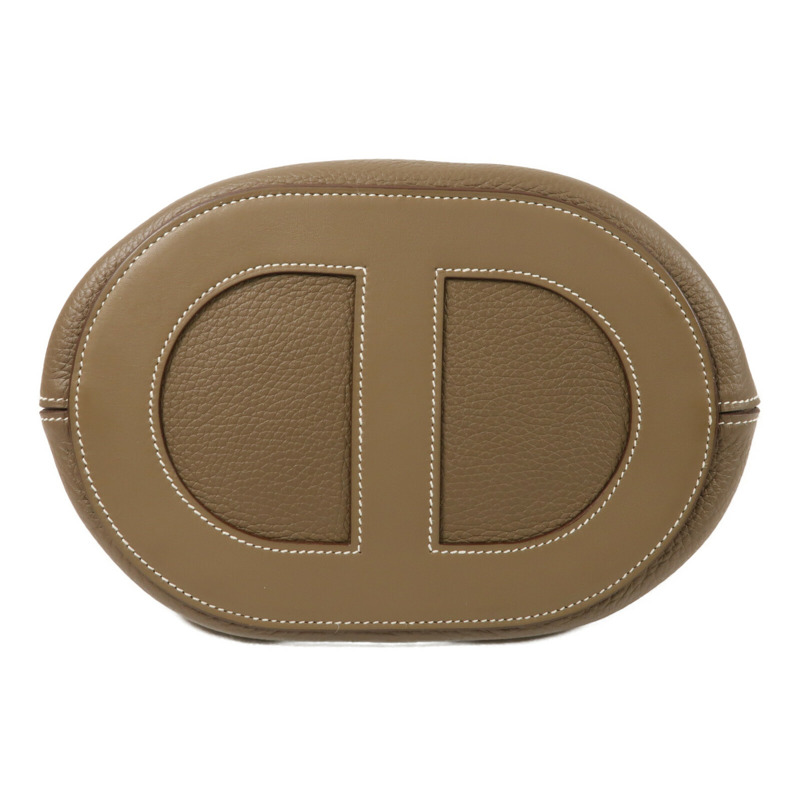 HERMES Clemence皮革In The Loop 23銀扣手挽袋Etoupe-3