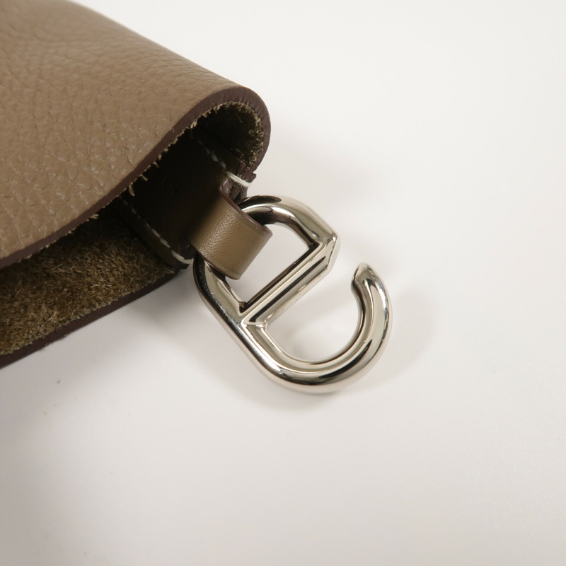 HERMES Clemence皮革In The Loop 23銀扣手挽袋Etoupe-7