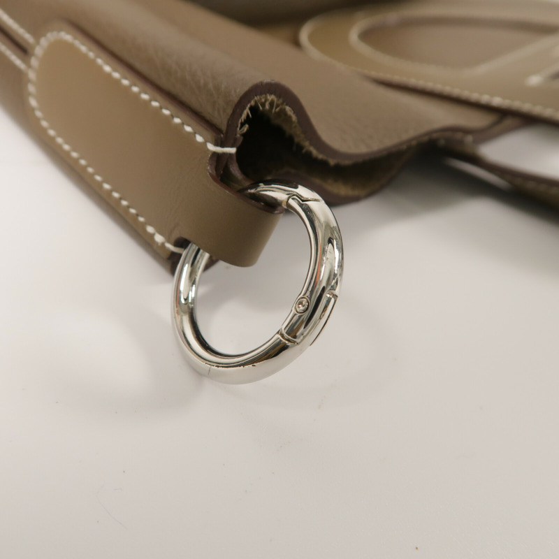 HERMES Clemence皮革In The Loop 23銀扣手挽袋Etoupe-8