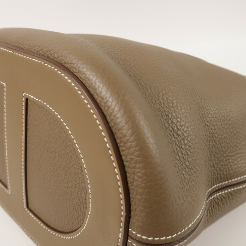 HERMES Clemence皮革In The Loop 23銀扣手挽袋Etoupe-13