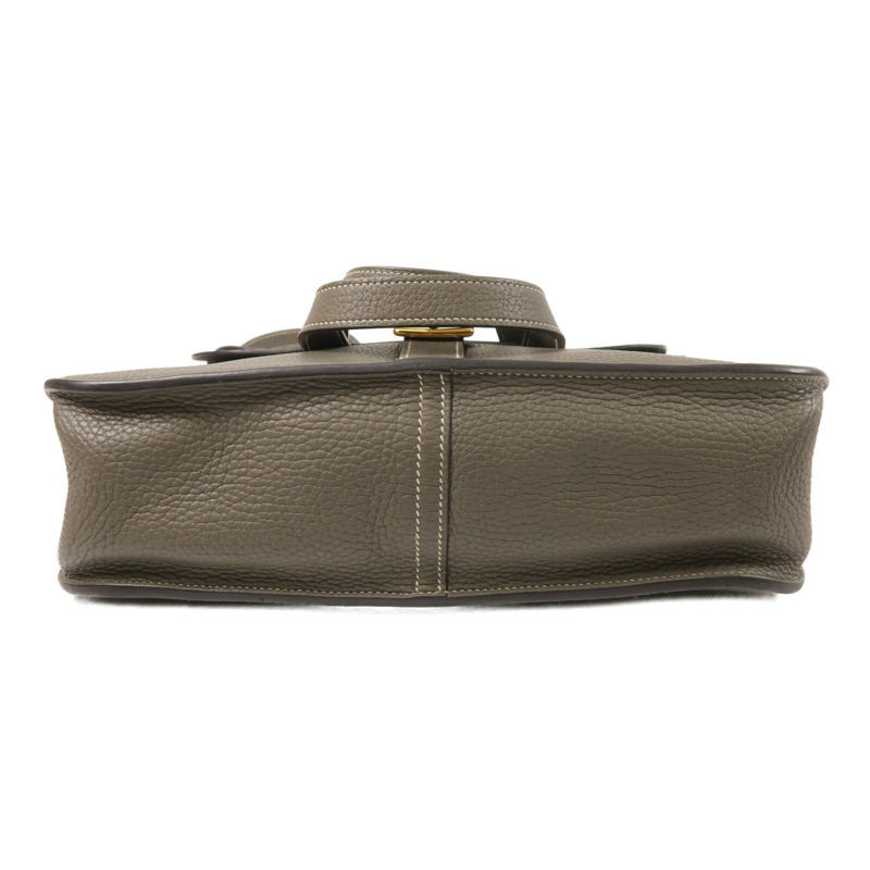 HERMES Clemence皮革Halzan 31金扣手挽肩背兩用袋Etain-3