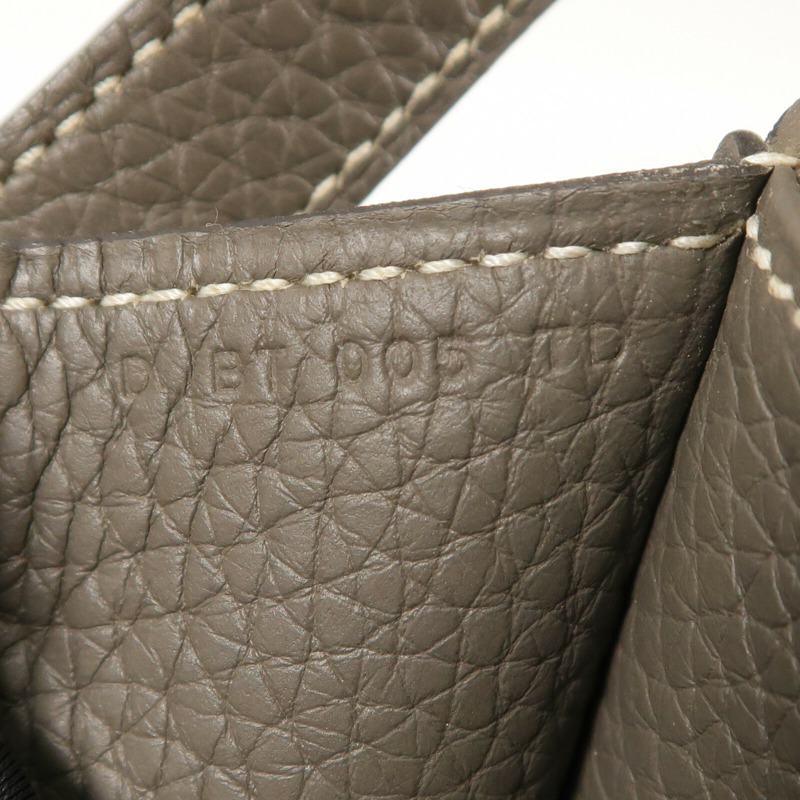 HERMES Clemence皮革Halzan 31金扣手挽肩背兩用袋Etain-6