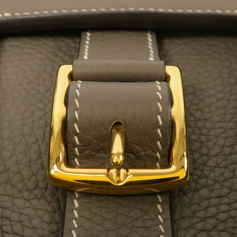HERMES Clemence皮革Halzan 31金扣手挽肩背兩用袋Etain-7