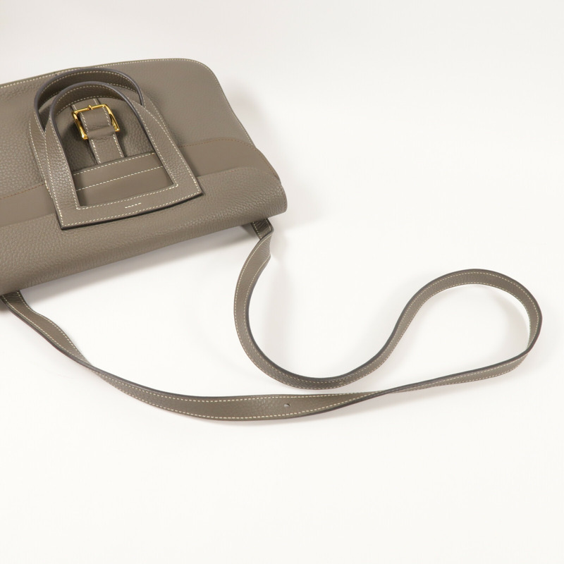 HERMES Clemence皮革Halzan 31金扣手挽肩背兩用袋Etain-8