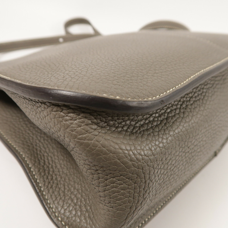 HERMES Clemence皮革Halzan 31金扣手挽肩背兩用袋Etain-13