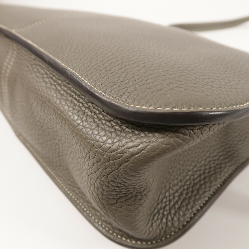 HERMES Clemence皮革Halzan 31金扣手挽肩背兩用袋Etain-14