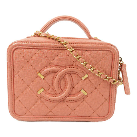 CHANEL 牛皮皮革Vanity Case金扣手挽肩背兩用袋