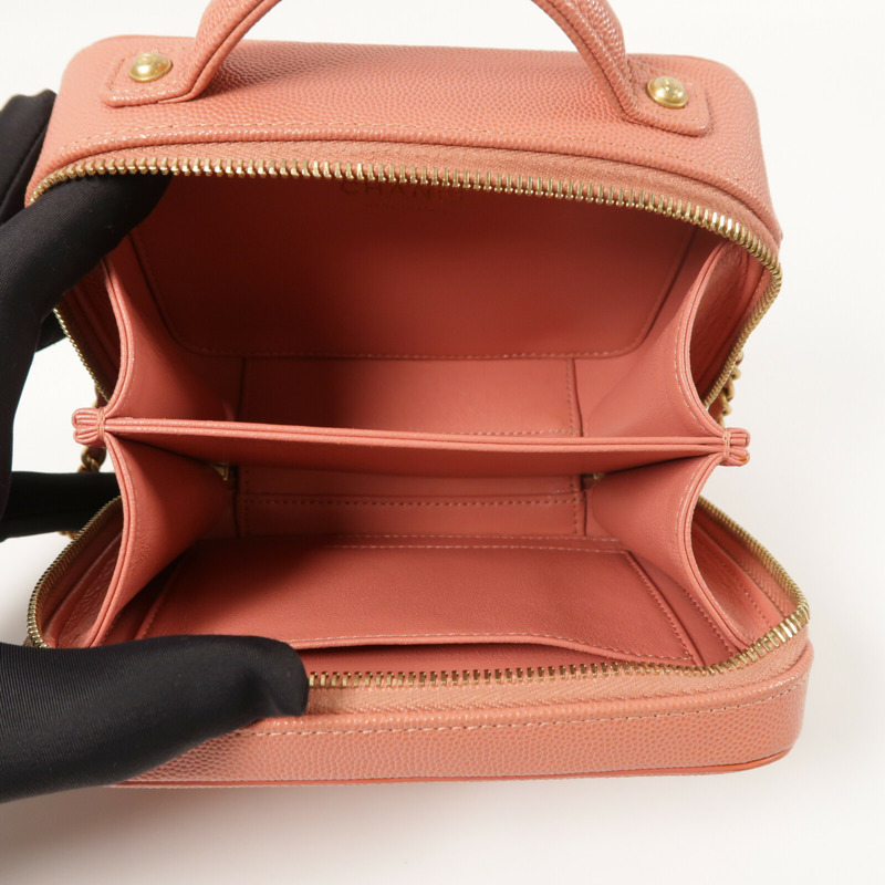 CHANEL 牛皮皮革Vanity Case金扣手挽肩背兩用袋-4