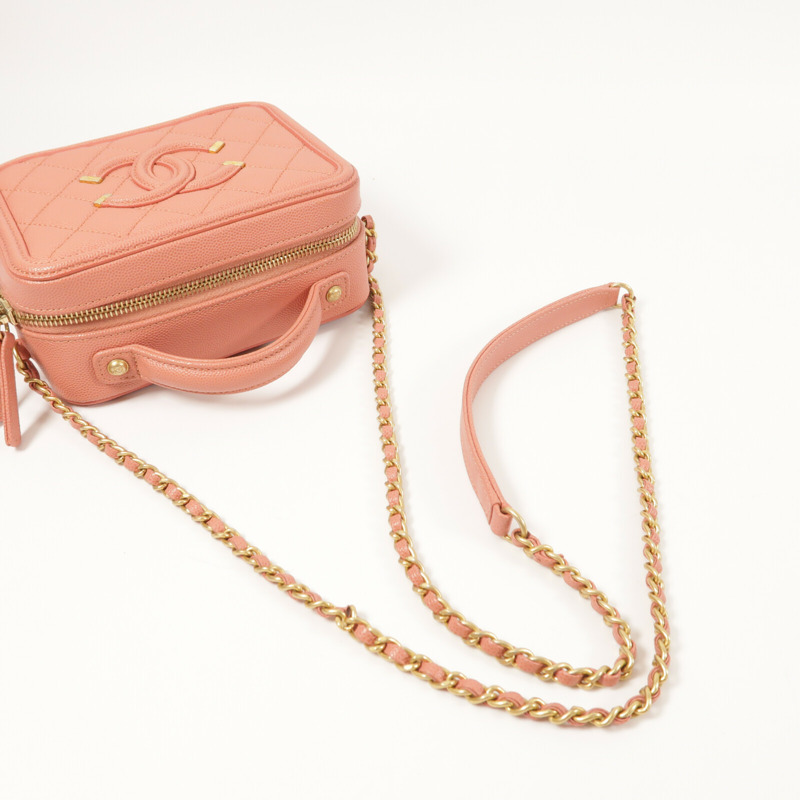 CHANEL 牛皮皮革Vanity Case金扣手挽肩背兩用袋-9