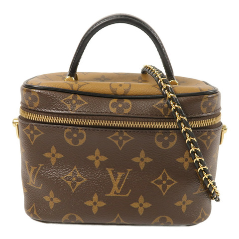 LOUIS VUITTON Monogram Reverse Vanity PM金扣手挽肩背兩用袋棕色