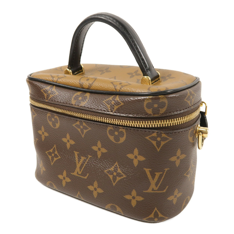 LOUIS VUITTON Monogram Reverse Vanity PM金扣手挽肩背兩用袋棕色-1