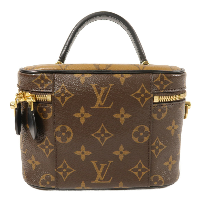 LOUIS VUITTON Monogram Reverse Vanity PM金扣手挽肩背兩用袋棕色-2