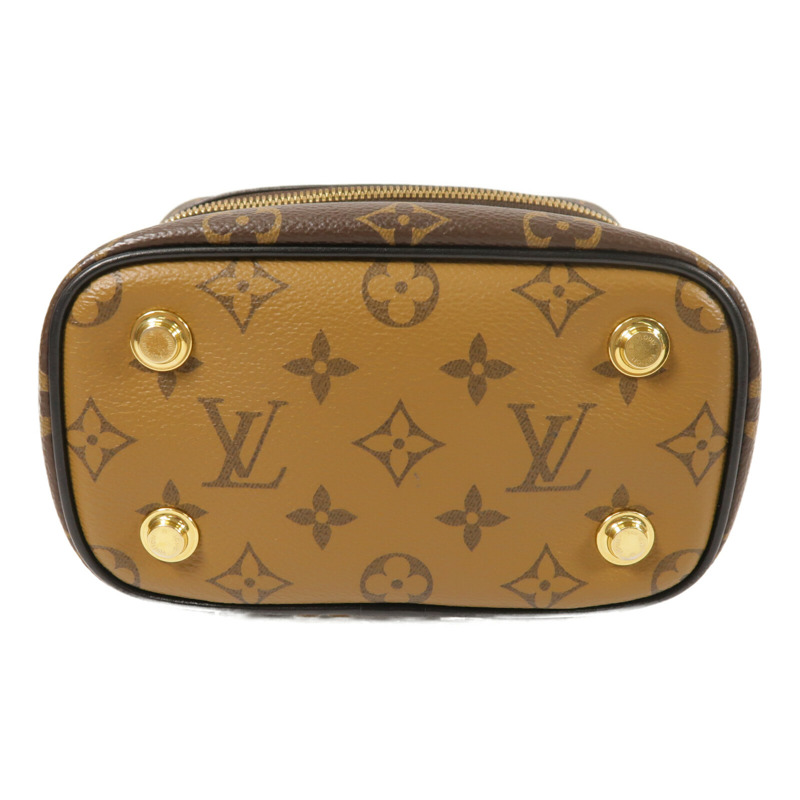 LOUIS VUITTON Monogram Reverse Vanity PM金扣手挽肩背兩用袋棕色-3