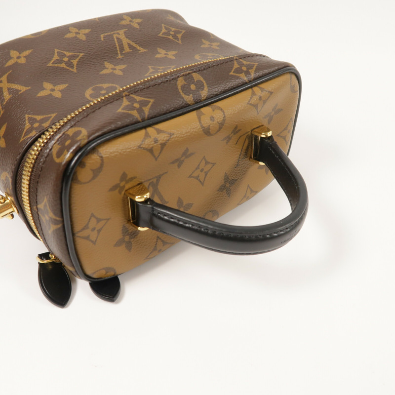 LOUIS VUITTON Monogram Reverse Vanity PM金扣手挽肩背兩用袋棕色-6
