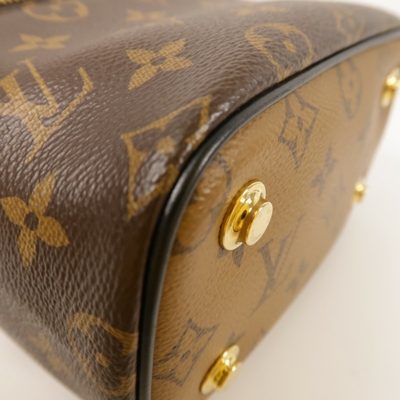 LOUIS VUITTON Monogram Reverse Vanity PM金扣手挽肩背兩用袋棕色-9