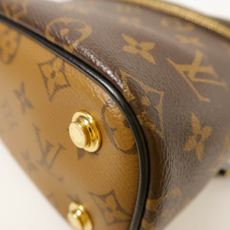 LOUIS VUITTON Monogram Reverse Vanity PM金扣手挽肩背兩用袋棕色-10
