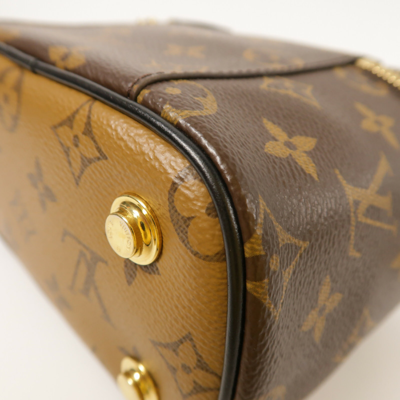 LOUIS VUITTON Monogram Reverse Vanity PM金扣手挽肩背兩用袋棕色-12