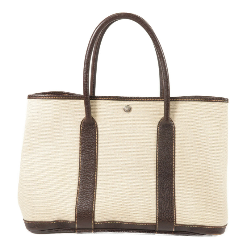 HERMES 帆布GardenParty PM銀扣手挽袋-2
