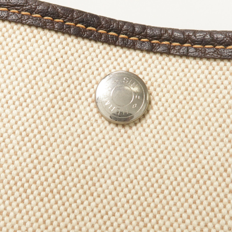 HERMES 帆布GardenParty PM銀扣手挽袋-8