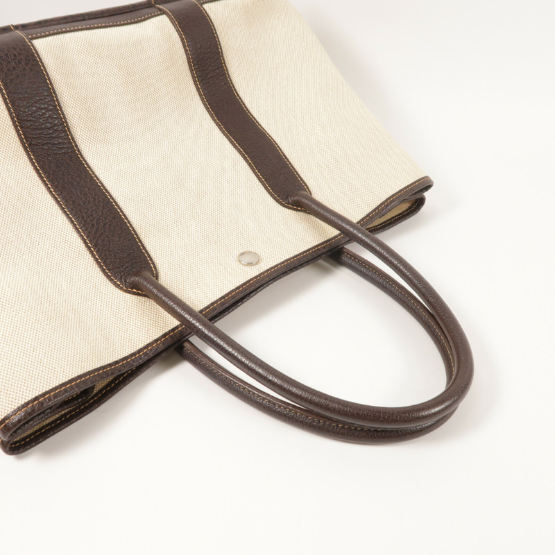 HERMES 帆布GardenParty PM銀扣手挽袋-9