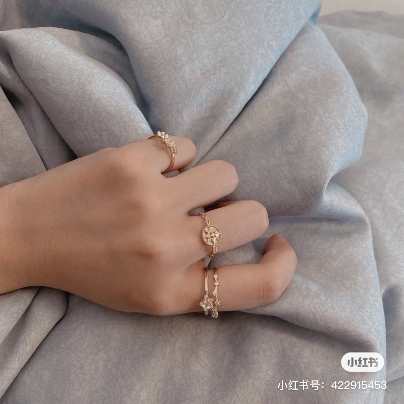 Dior罗盘镶钻链戒-5