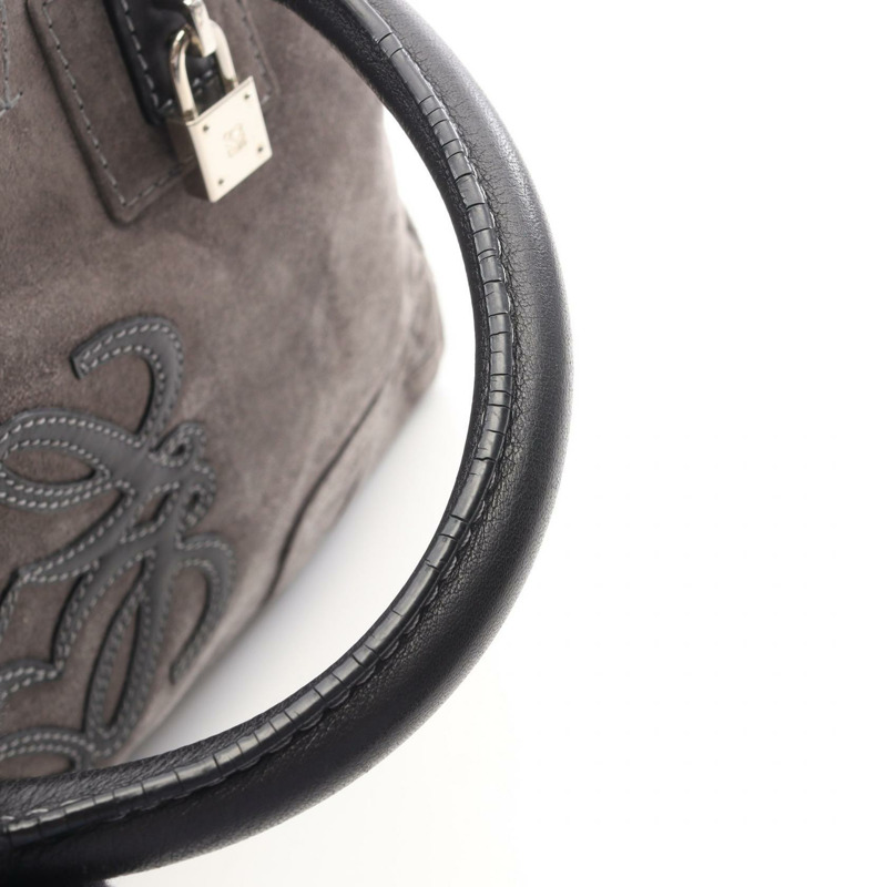 LOEWE Amazona 36 手提包 麂皮 灰色 黑色 二手 女士-4