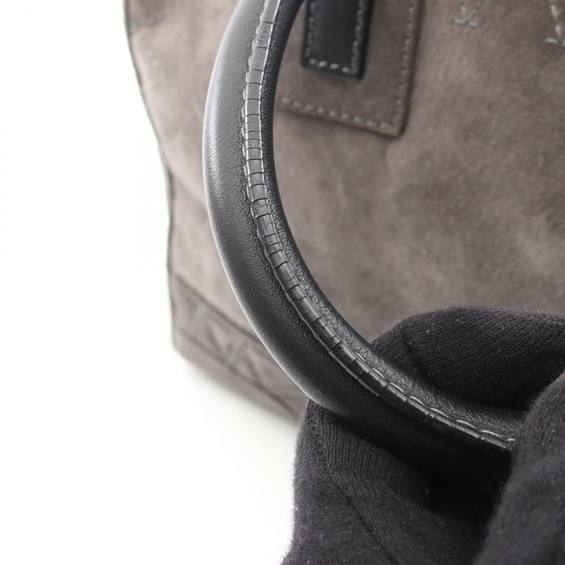 LOEWE Amazona 36 手提包 麂皮 灰色 黑色 二手 女士-5