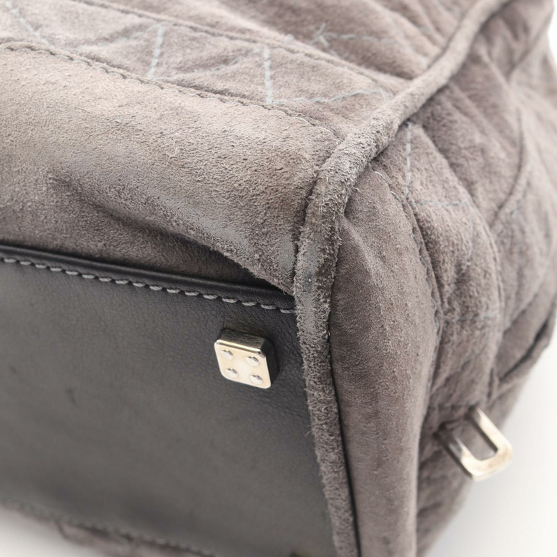 LOEWE Amazona 36 手提包 麂皮 灰色 黑色 二手 女士-6