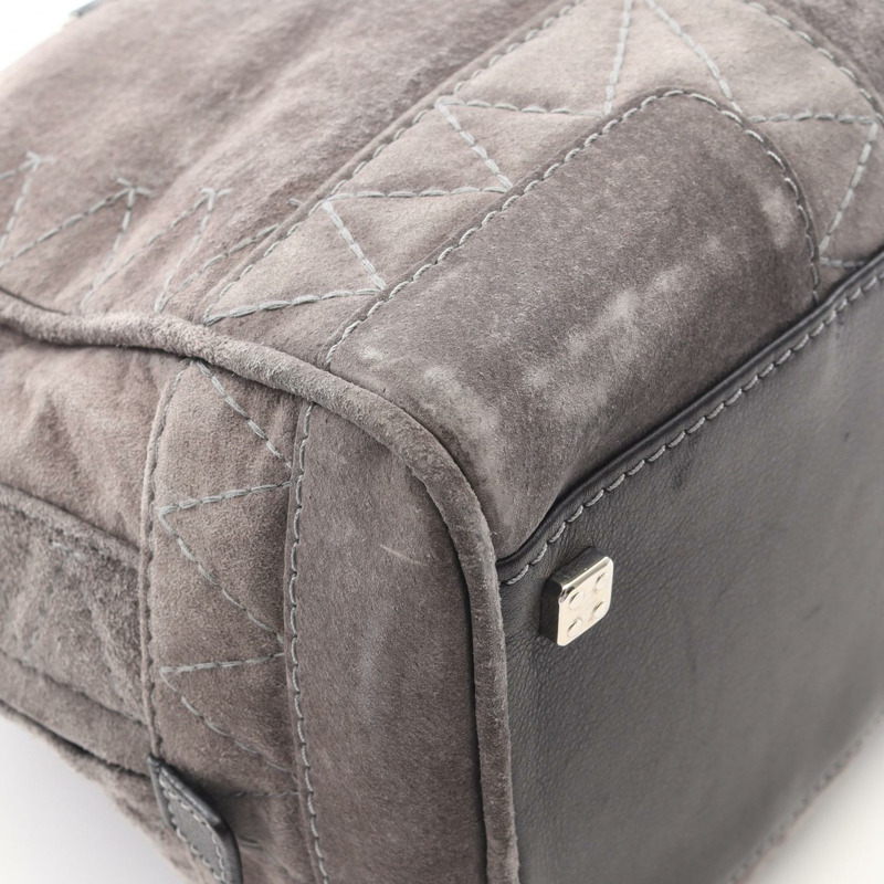 LOEWE Amazona 36 手提包 麂皮 灰色 黑色 二手 女士-7