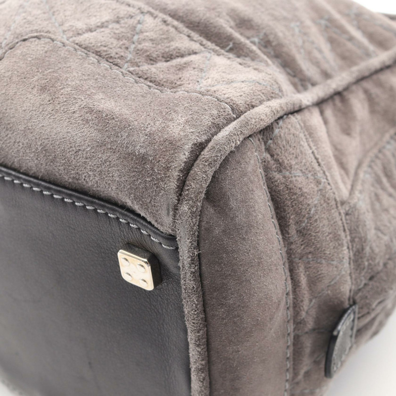 LOEWE Amazona 36 手提包 麂皮 灰色 黑色 二手 女士-8