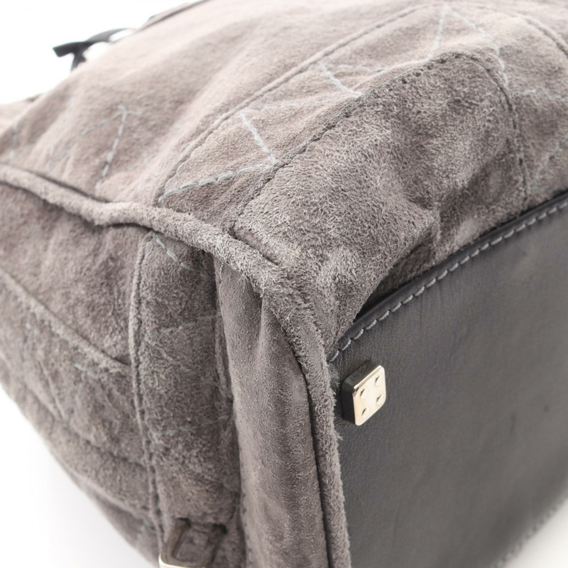 LOEWE Amazona 36 手提包 麂皮 灰色 黑色 二手 女士-9