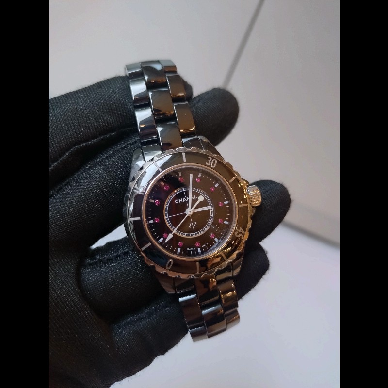 Chanel 黑陶12點紅寶女錶 J12 33MM-2