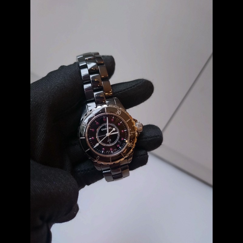 Chanel 黑陶12點紅寶女錶 J12 33MM-4