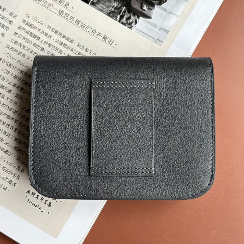 ::HERMES:: W刻灰色金釦Mini Constance康康短夾 腰包-1