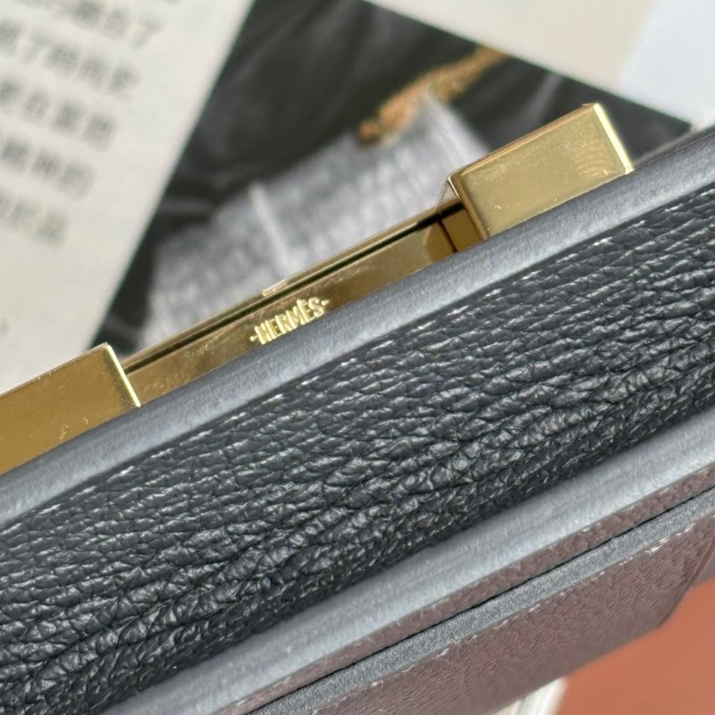 ::HERMES:: W刻灰色金釦Mini Constance康康短夾 腰包-8