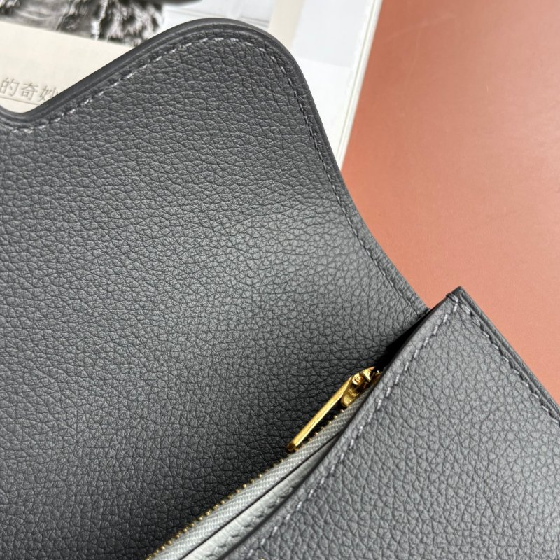 ::HERMES:: W刻灰色金釦Mini Constance康康短夾 腰包-13