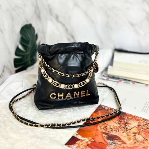 Chanel 22 迷你束口包仿珍珠 晶片水桶包