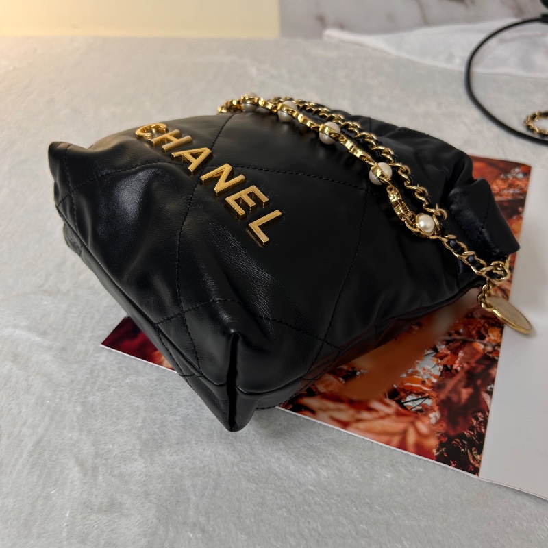 Chanel 22 迷你束口包仿珍珠 晶片水桶包-19